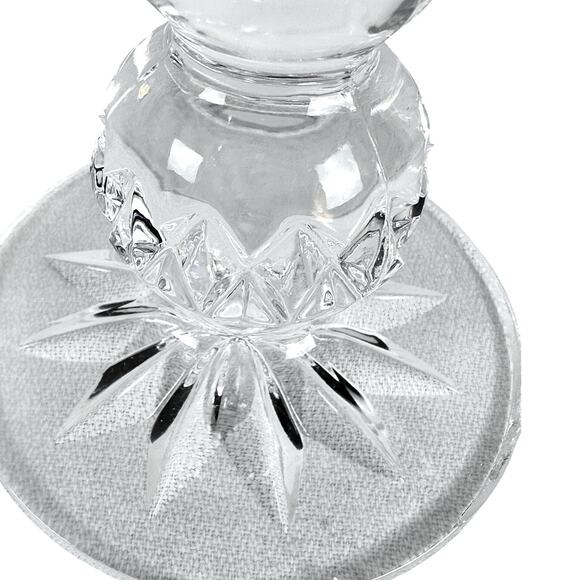 Diamond Point Latticed Clear Frosted Heavy Crystal Candle Cup Hurricane Base - Picture 3 of 7